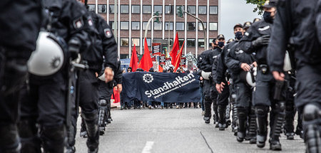 Polizeiaufgebot bei der Demonstration am Samstag in Hamburg