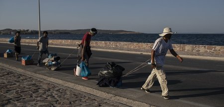 Obdachlose Geflüchtete auf den Straßen von Lesbos (14.9.2020)
