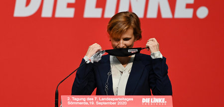 Katja Kipping, Bundesvorsitzende der Partei Die Linke, auf dem L...