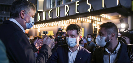 Der neue Bürgermeister Bukarests, Nicusor Dan, am Sonntag nach B...