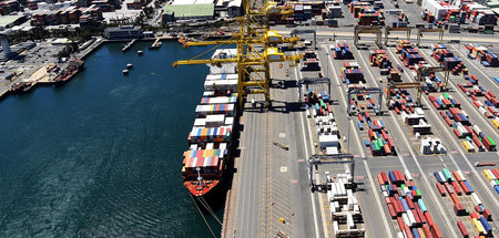 Schauplatz eines Arbeitskampfes: Containerterminal Port Botany i...