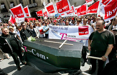2007 streikten wie hier in München bis zu 16 000 Telekombeschäft...