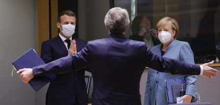 Noch guter Dinge? Deutschlands Kanzlerin Merkel, EU-Parlamentspr...
