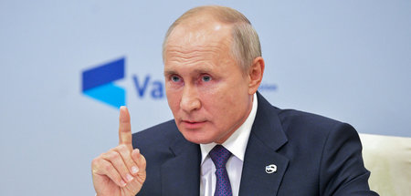 Russlands Präsident Wladimir Putin in Moskau während der Videosc