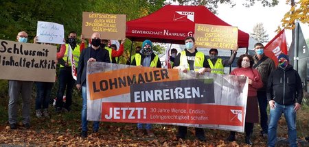 Stabiler Protest: Beschäftigte bei Lausitzer Konfitürenherstelle...