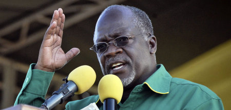 Tansanias Präsident John Magufuli auf einer Wahlkundgebung in Da... Tansanias Präsident John Magufuli auf einer Wahlkundgebung in Da...