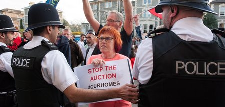 Für bezahlbare Miete: Protest in der englischen Stadt Bristol ge...