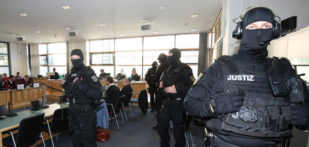 Verhandlungssaal im Landgericht Magdeburg am elften Prozesstag g...