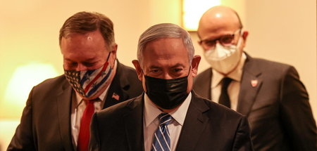 US-Außenminister Michael Pompeo (l.), sein Amtskollege aus Bahra...
