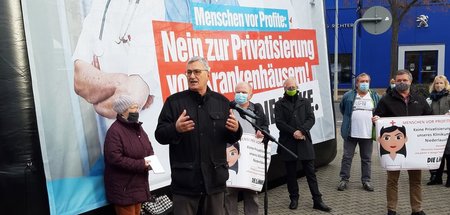 Im Redefluss: Linke-Chef Bernd Riexinger streitet gestenreich fü...