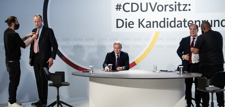 Die drei Kandidaten für den Vorsitz der CDU, Friedrich Merz (2. ...