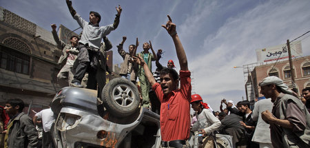 Antiregierungsproteste in Sanaa, bevor Saudi-Arabien den Jemen b...