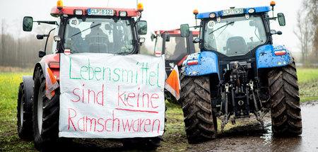 Landwirte protestieren mit Traktoren für höhere Lebensmittelprei...