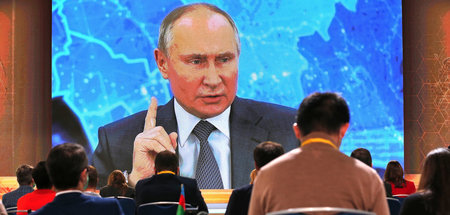 Russlands Staatschef am Donnerstag während der Jahrespressekonfe...
