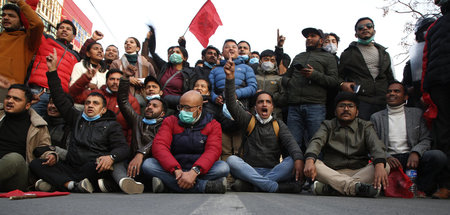 Protest von Studierendenorganisationen am Sonntag in Kathmandu