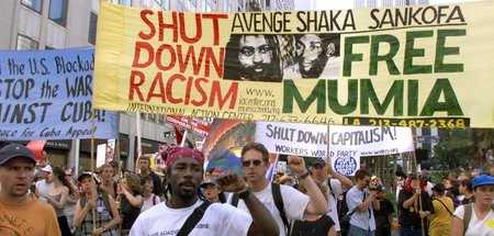 Demonstration für die Freilassung von Mumia Abu-Jamal im Jahr 20...