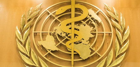 Das Logo der Weltgesundheitsorganisation (WHO) im europäischen H