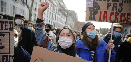 Frankreichs Studenten fordern in Paris am 20. Januar Unterstützu...