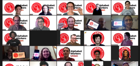 Mitglieder der neuen Gewerkschaft AWU beim Internetriesen Alphab...