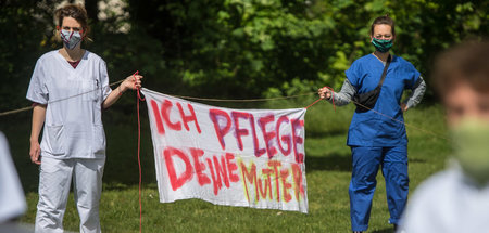 Protestaktion von Pflegemitarbeitern am 12. Mai 2020 in Berlin
