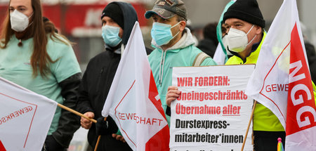 Belegschaftsprotest: Durstexpress-Arbeiter kämpfen mit Unterstüt...