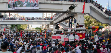 Die Proteste in Myanmar gegen die Machtübernahme des Militärs re...