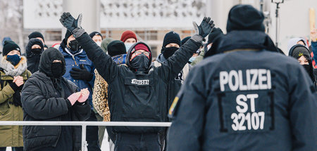 Nazigegner protestieren am Sonnabend in Dresden gegen den revisi...