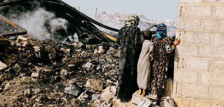 Nach einem Bombenangriff in Sanaa, Jemen (Juli 2020)