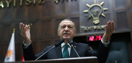 Recep Tayyip Erdogan bei einer Rede im türkischen Parlament in A
