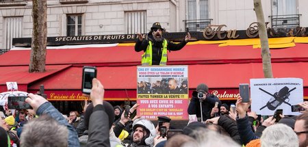 Jérôme Rodrigues am 2. Februar 2019 auf einer Demonstration der ...