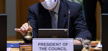 Der EU-Außenbeauftragte Josep Borrell eröffnet ein Treffen der E...