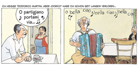 In realistischen Aquarelltönen: Szene aus dem Comic »Bella Ciao«