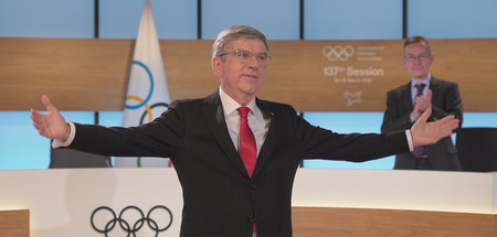 IOC-Präsident Thomas Bach am Mittwoch nach seiner Wiederwahl in