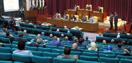 Der designierte libysche Ministerpräsident Dbaiba spricht vor de...