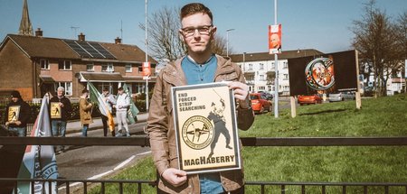 Paddy Gallagher, Sprecher von Saoradh, spricht sich für die Frei...