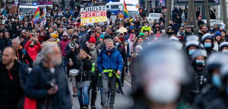 Demonstranten am Samstag in Kassel