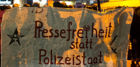 Protest gegen das Verbot des als »linksextrem« eingestuften Medi...