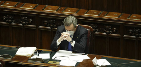 Italiens Premier Mario Draghi bei einer Sitzung im Parlament in ...