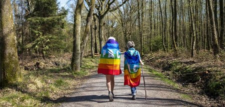 Teilnehmer des Ostermarsches von Duisburg nach Essen im vergange...