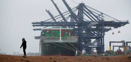 Im Hafen von Felixstowe, Großbritannien (28.1.2021)