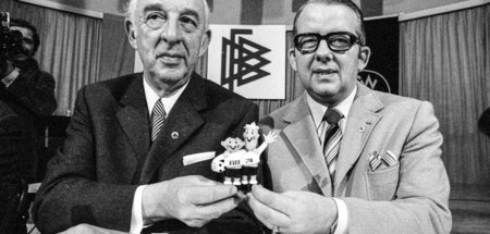 Vier DFB-Größen: Präsident Hermann Gösmann, sein damaliger Vize ...