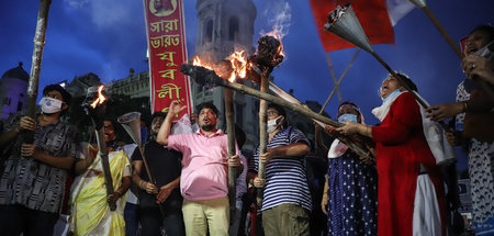 Proteste gegen Gewalt gegen Frauen in Kolkata (3.10.2020)