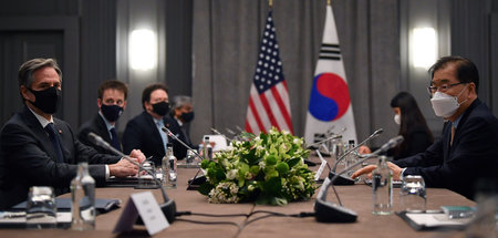 US-Außenminister Antony Blinken (l.) mit seinem südkoreanischen ...
