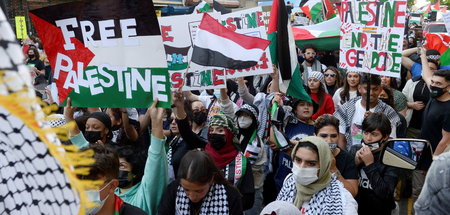 Protest gegen die Bombardierung Gazas in New York (15.5.2021)