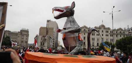 Demonstration gegen die Rechtskandidatin Keiko Fujimori und die ...