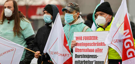 Protest von Durstexpress-Beschäftigten gegen die Schließung ihre...