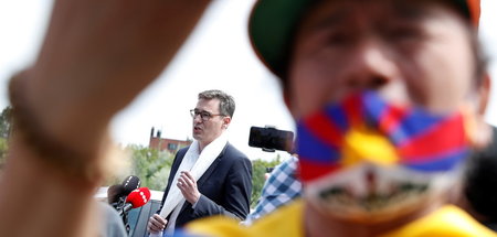 Budapests Oberbürgermeister Gergely Karacsony am Mittwoch beim P...