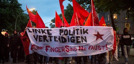 Solidemonstration in Berlin nach Hausdurchsuchungen im Zusammenh...