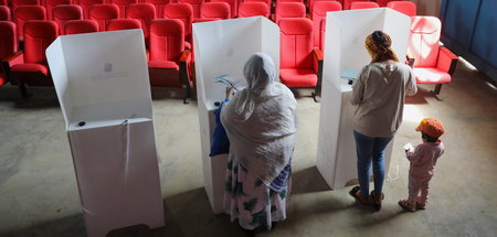 Wahlkabinen am Montag in der äthiopischen Hauptstadt Addis Ababa