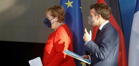 Bundeskanzlerin Angela Merkel und Frankreichs Präsident Emmanuel